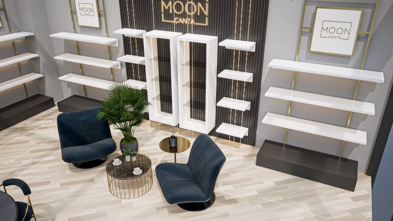 Moon Çanta Mağaza Dekorasyonu ve Raf Sistemleri